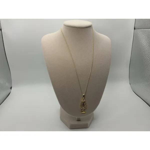 Adina Eden Large Edgy CZ Bezel Fish Pendant Necklace – Gold - Image 7