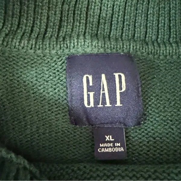 Gap Oversized Cotton Crewneck Sweater Hunter Green Knit Ribbed Detail XL - Image 5