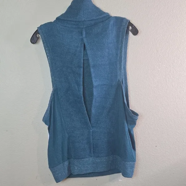 ALO Yoga Teal Sleeveless Cowl Neck Sweater Size L - Image 8