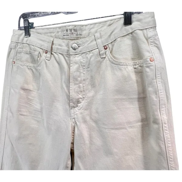 Free People We The Free Jeans Womens 27 Cream Tapered Leg Five Pocket Raw‎ Hem - Image 2