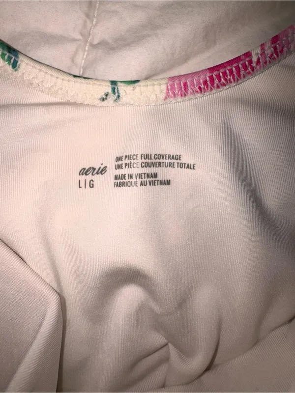 aerie Cream One-Piece with Pink & Green Trim - Image 4