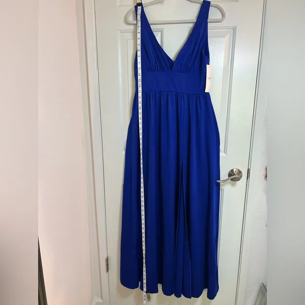 Ever-Pretty Women's Royal floor Length High Stretch Side Slit Pleated Size‎ L - Image 3