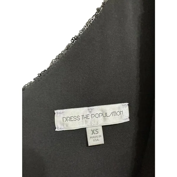 Dress the Population Sequin Mini fit flare‎ black Dress Size XS - Image 3