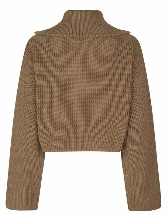 Oval Square Oswant Half Zip Knit. Size M Tan Size M - Image 8