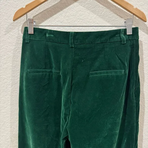 J.ING Jing Green Velvet High Waisted Straight Leg Pants Size L - Image 4