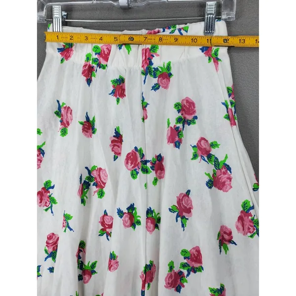 Jordache Studio Maxi Skirt Womens OS White Pink Floral Eyelet Trim Vintage 80s - Image 4