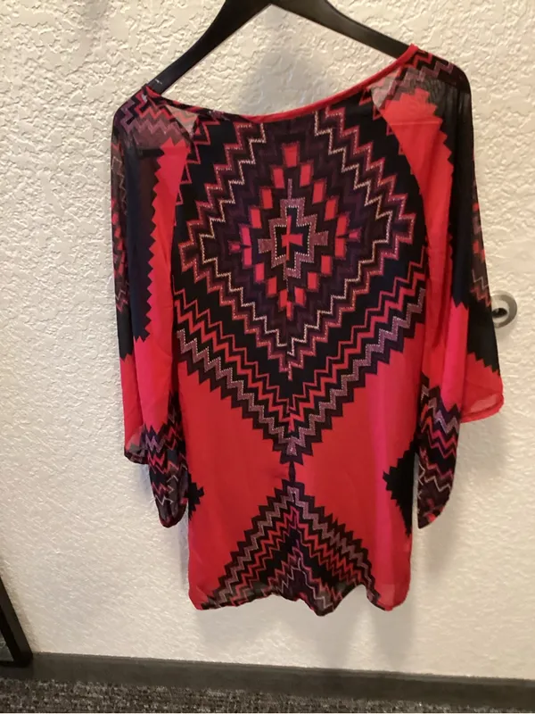 Wrangler Red and Black Zigzag Mini Dress - Image 3