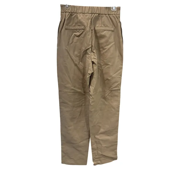 Wayf Faux Leather Pants Beige High Waisted Straight Leg XS NWT Trendy Minimalist - Image 6