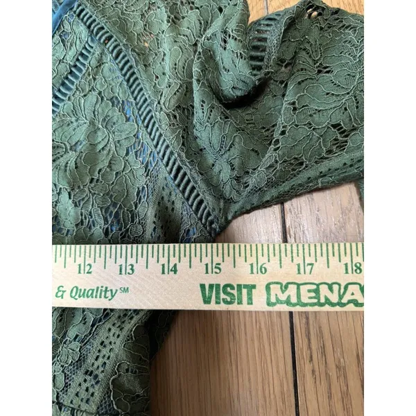 Metisu Size Small Midi Dress Green Lace‎ Cocktail Grunge Whimsigoth Fairy Goth - Image 5