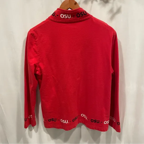 Vintage OSU Ohio State red zip front embroidered logo sweatshirt cardigan - Image 3
