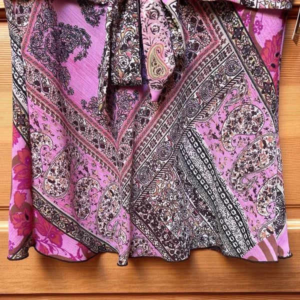 A Byer NEW Vintage Y2K Women's Small Pink Patchwork Babydoll Sheer Top WhimsiGoth Fairy - Image 4