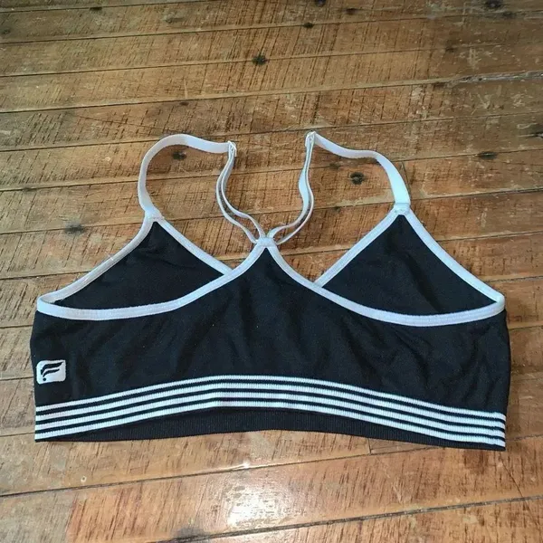 Fabletics XS black & white low impact Athleisure yoga bra - Image 2