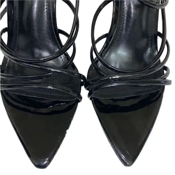 Cape Ribbon Black Strappy Stiletto Heels(Size 8M) - Image 10