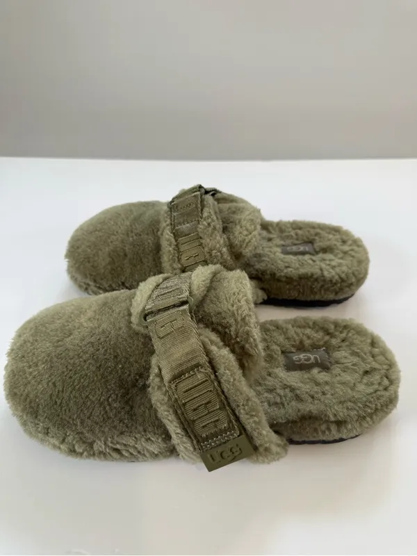 UGG women’s Olive Green Fuzz Clog Slippers - Image 5