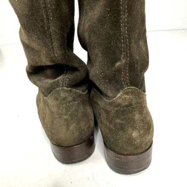 Frye Melissa Button Green, Fatigue Suede Tall Riding Boots 6 - Image 5