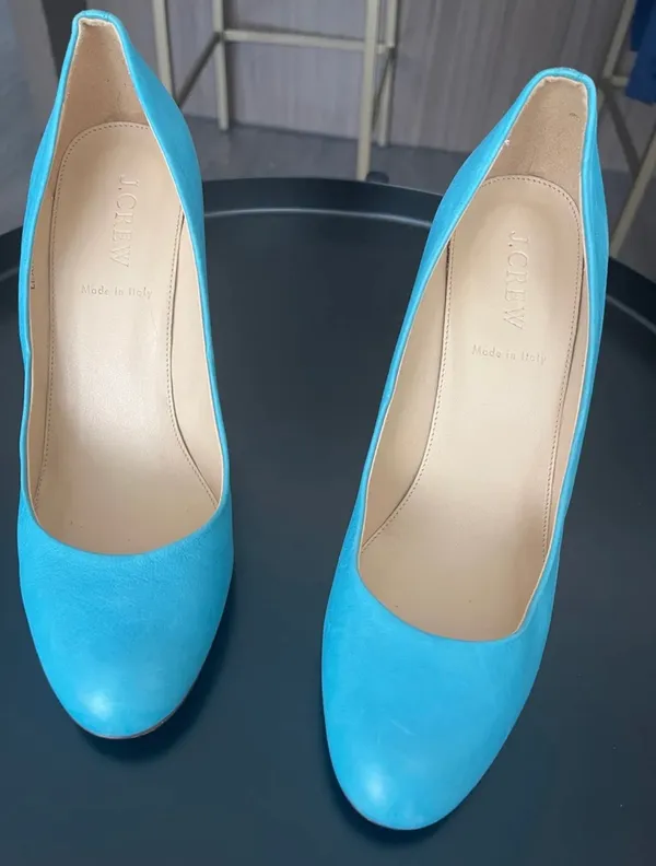 J.Crew Round Toe Leather Heels Size 8 - Image 5