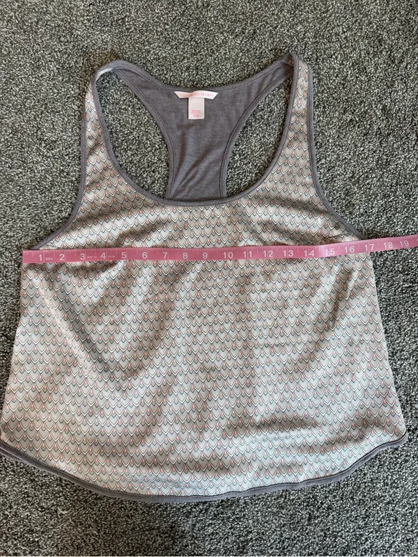 Victoria’s Secret Pajama Set M Geometric Racerback Tank Shorts Y2K - Image 3