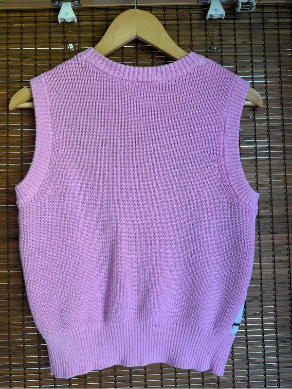 Hello Kitty Pink Checkered Knit Sweater Vest Size Small Sanrio - Image 7