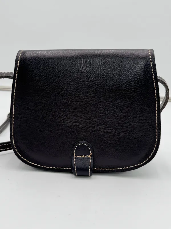 Vintage Firenze Fratellini Genuine Leather Black Crossbody Bag Made in Italy - Image 2