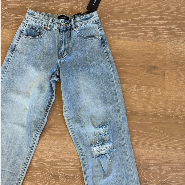 White Fox Jeans Straight Leg No Longer Yours Size XS Blue - Image 3