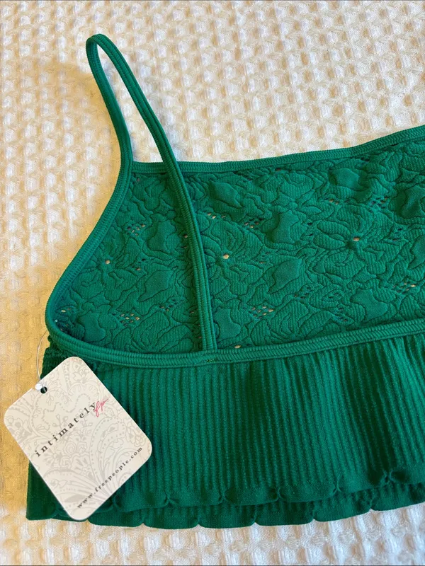 NEW! Free People Intimately AMARA Seamless Kelly Green Lace Bralette Top M/L - Image 5