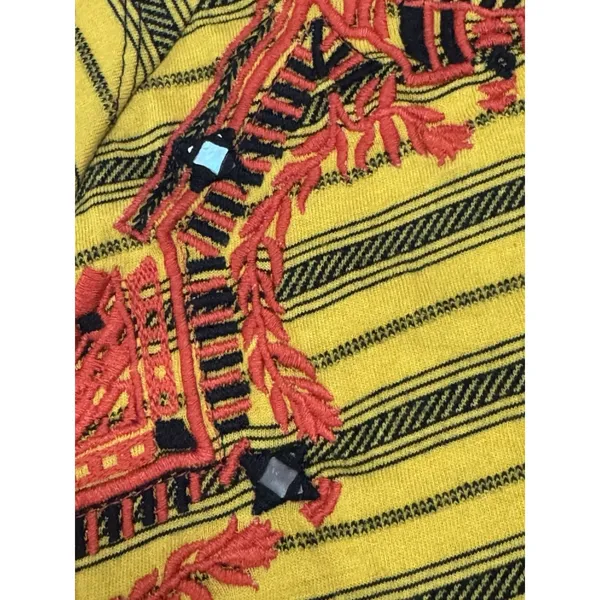 Free People New Romantics Yellow Embroidered Cold Shoulder Crop Top XS - Image 5