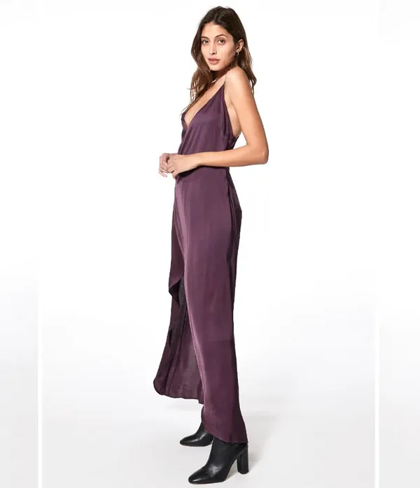 Young Fabulous & Broke Givanni Maxi Wrap Dress Raisin Solid - Image 3