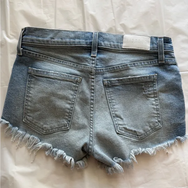 Pistola Frayed Hem Jean Shorts in Light‎ Blue - Image 4