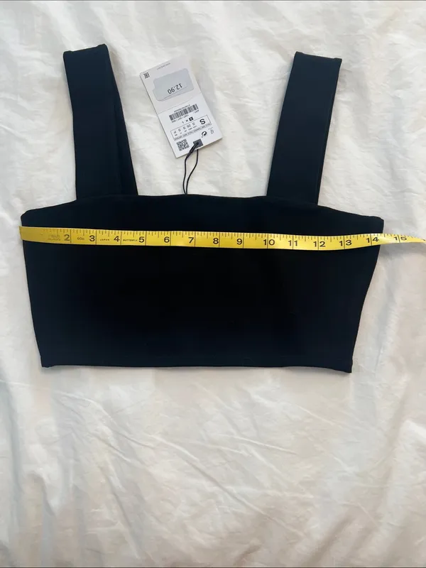 NWT Zara Black Square Neck Crop Tank Top with Wide Straps - Image 4