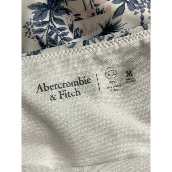 Abercrombie & Fitch White Blue Floral One Shoulder 2 Pc Bikini Set Swimwear Sz M - Image 5