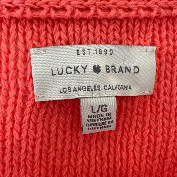 Lucky brand women’s size large bright coral crewneck sweater - Image 4