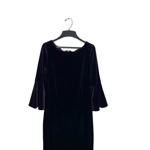 Calvin Klein Women’s Size 10 Velvet Bell Sleeve Sheath Dress Deep Purple Holiday - Image 3