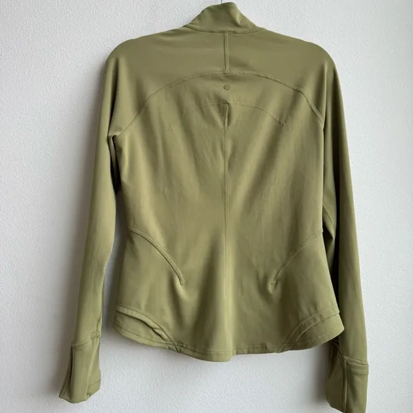 Lululemon Instill Jacket Women 10 Bronze Green Stretch Thumbhole Athleisure Nulu - Image 3