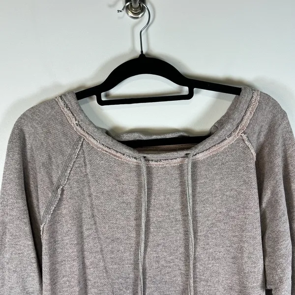 Free People Heather Pink Cross-Back Sweatshirt‎ Size Sz Medium Casual Boho - Image 2