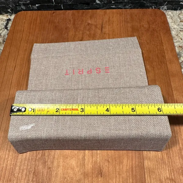 ESPRIT Eyeglass Case Glasses Khaki Beige Hard Canvas Magnetic Close Sunglasses - Image 5