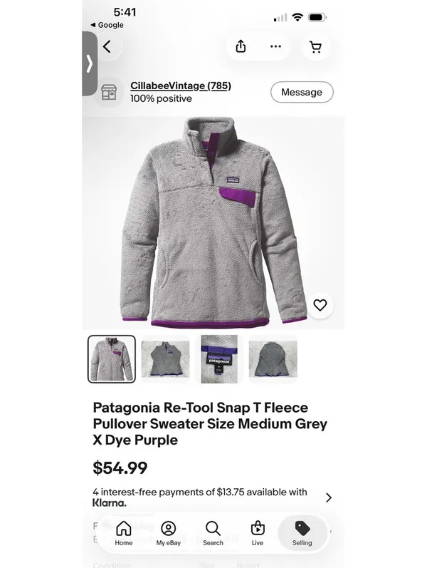 Patagonia Polartec Thermal Pro Gray and Purple Fleece Pullover Jacket Sz S - Image 7