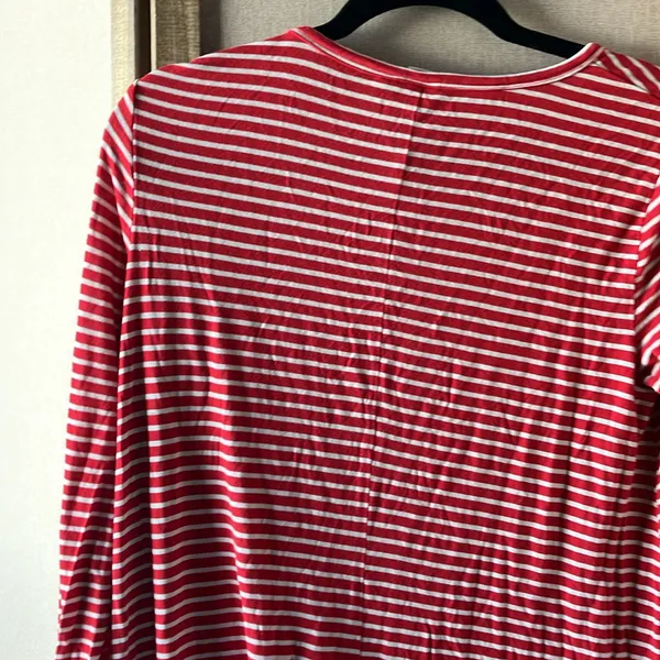 FINAL MARKDOWN GAP Vibrant Red and White Striped t shirt dress medium - Image 10