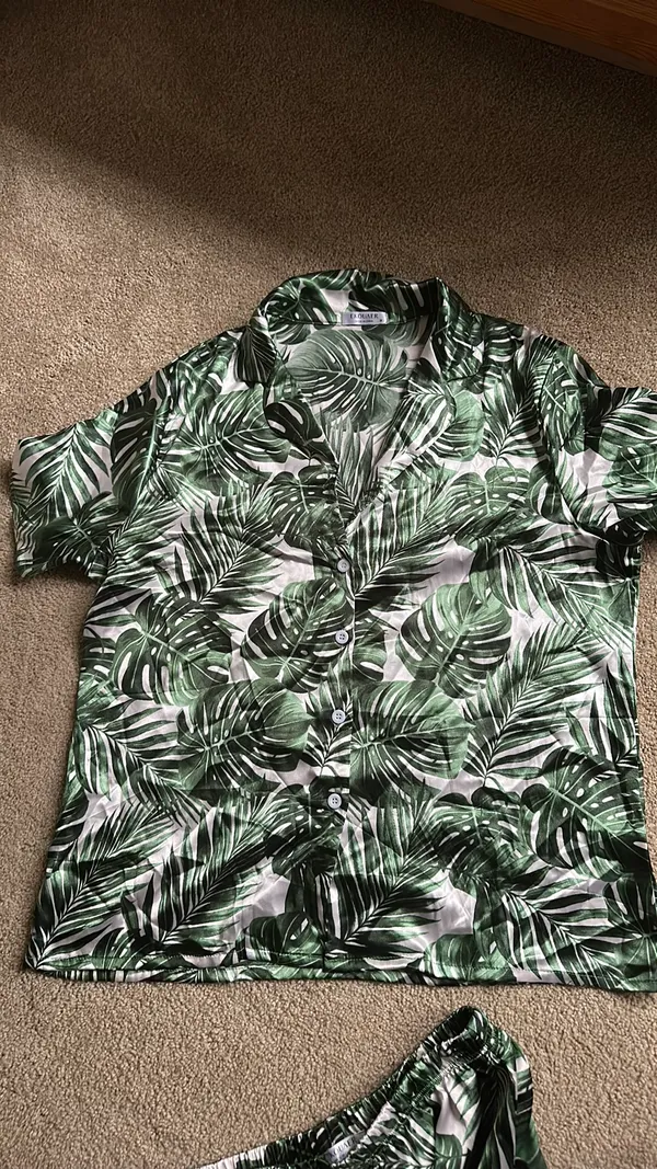 Ekouaer Pajama Set Satin Palm tree medium - Image 3