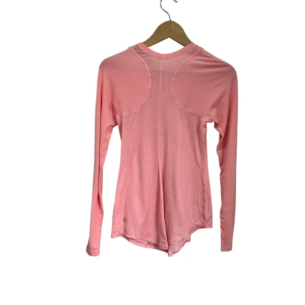 Lululemon‎ Pink Honeycomb Long Sleeve Performance Athletic Top Size 4 - Image 3