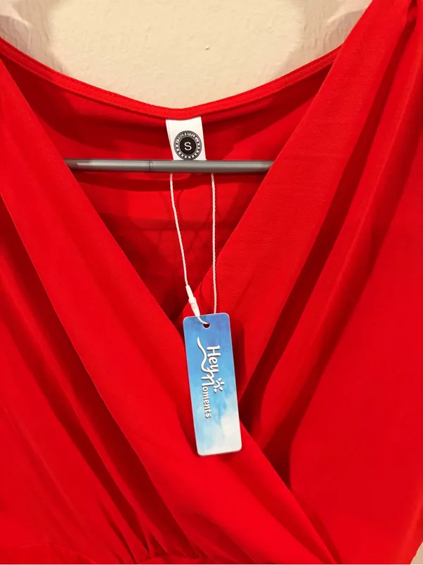 NWT Hey Moments V-Neck Short Sleeve Surplice Wrap Dress - Size Small - Image 7