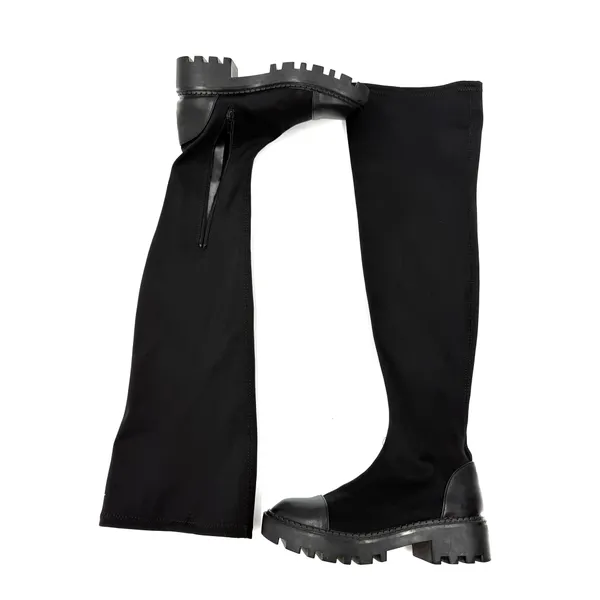 Ovar The Knee Stretchy Boots Slim Fit Combat Boots Round Toe Lycra High Boots - Image 5