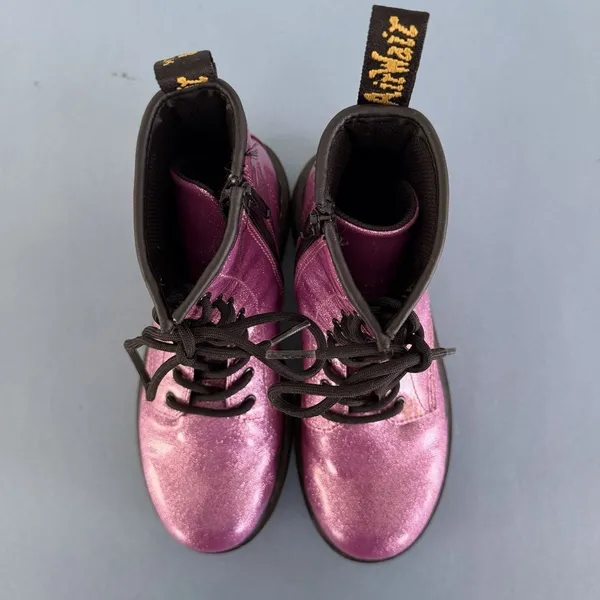 Dr. Martens‎ 1460 8-Eye Pink Glitter Boots Lace Up Combat Shoes - Image 7