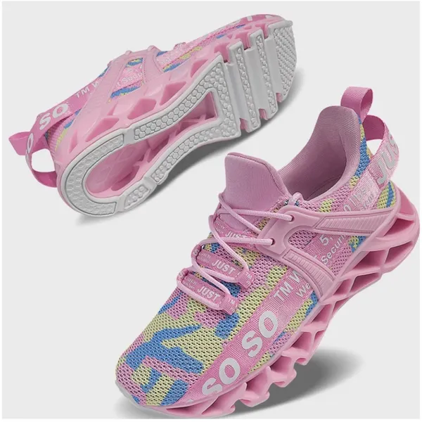 NWOT Just So So Pink Multicolor Logo Athletic Running Shoes Size 41 - Image 3