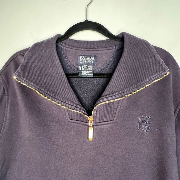 Escada Sport 1/4 Zip Pullover Size Large Blue - Image 6