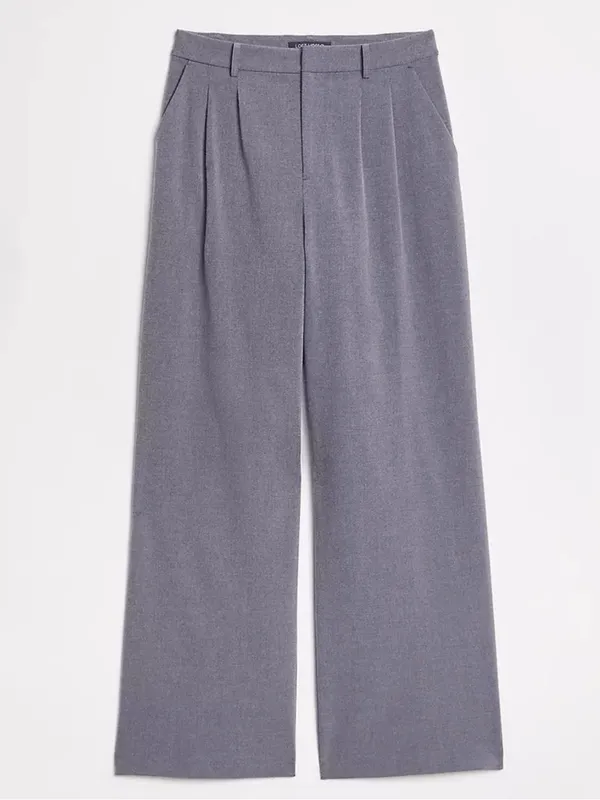 NWT LOFT Versa Seasonless Stretch Double Pleat Wide Leg Pants Heather Gray Sz 14 - Image 5