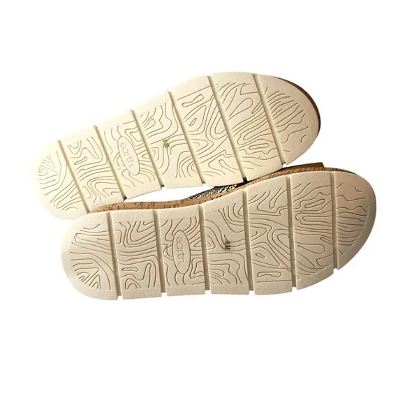 Earth Finale Leather Platform Crossband Slide Sandal Tan Woven Strap 8 - Image 5