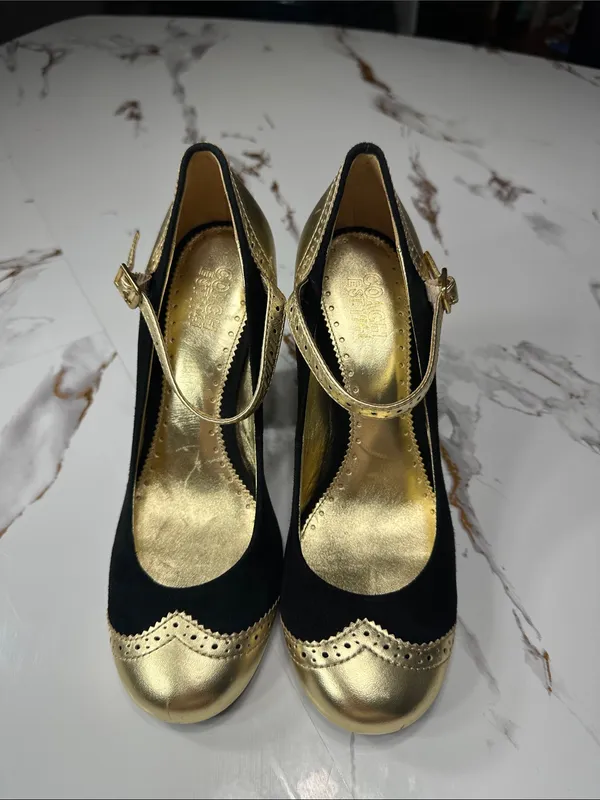 Coach Gold and Black Mary Jane Heels - Image 3