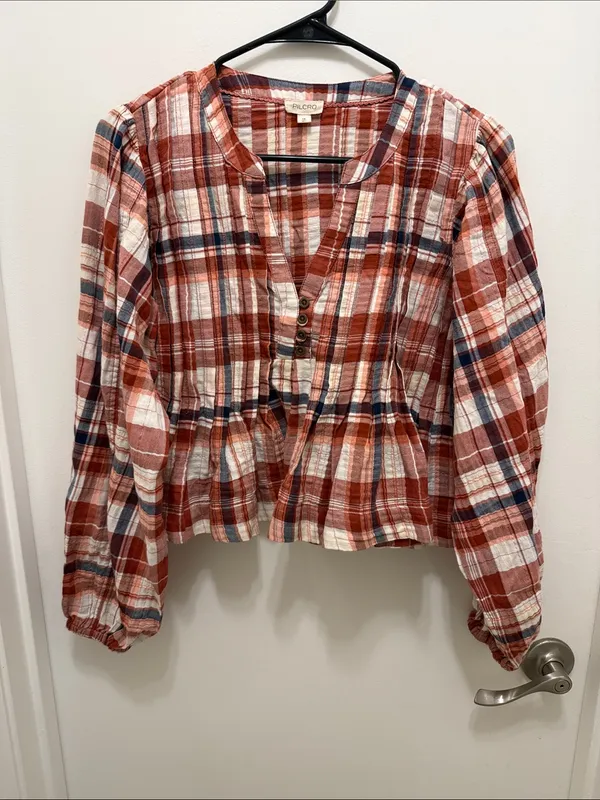 Pilcro Long-Sleeve Pleated Swing Blouse - Image 2