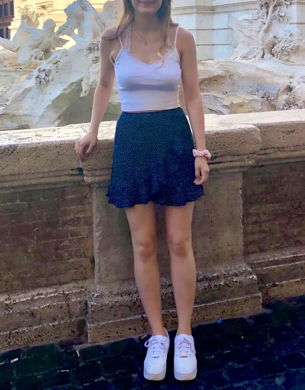 Brandy Melville Navy Blue Ruffle Mini Skirt - Image 6