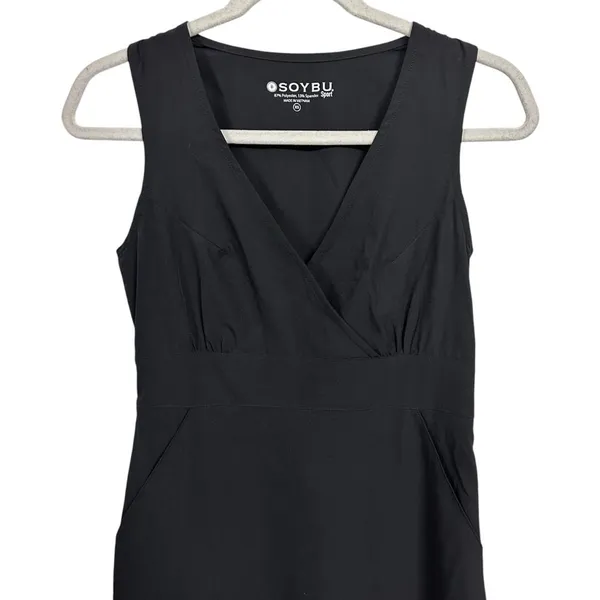 Soybu Sport Womens XS Black Casual Sleeveless Dress With Pockets NWT Knee Length - Image 2